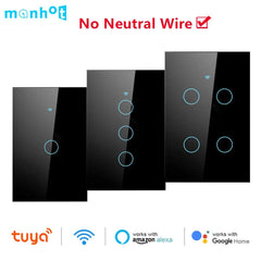 Tuya Smart Life Wifi Touch Light Switch Wireless Remote LED Light Switches No Neutral Wire Required 1-4 Gang Alexa Google Home - Shopping