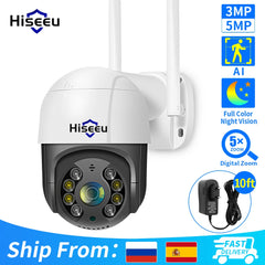 Hiseeu 4K 8MP Smart Wifi PTZ Camera 5x Digital Zoom AI Human Detection ONVIF Wireless CCTV IP Camera Iptv Security Protection Shopping