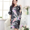 Image of Sexy Female Silk Rayon Robe Bath Gown Nightgown Summer Casual Home Dress Printed Loose Sleepwear Plus Size Nightwear Bathrobe Shopping