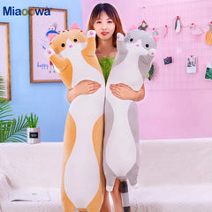 50/70cm Cute Soft Long Cat Plush Toys Stuffed Pause Office Nap Pillow Bed Sleep Home Decor Gift Doll for Kids Girl Shopping