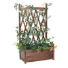 Image of Large Wood Planter Free Standing Plant Raised Bed with Trellis for Garden Yard Shopping