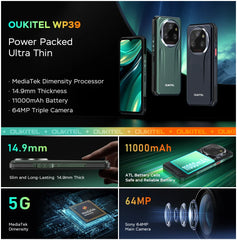 Oukitel wp39 5G Rugged Smartphone 24GB（6+18)+256GB 6.60