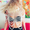 Image of Sexy Women's Pearl Body Chains Bra Shawl Fashion Adjustable Size Shoulder Necklaces Tops Chain Wedding Dress Pearls Body Jewelry Shopping