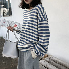 Hoodies Women Harajuku Gothic stripe cotton Hoodie Clothes 2024 spring long sleeve loose Kawaii Korean thin Sweatshirt kpop Tops Shopping