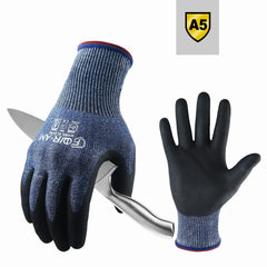 Level 5 Cut-Resistant Gloves, Firm Non-Slip Grip, Heavy Duty Work, Durable & Breathable Nitrile Foam Coated, Touchscreen Shopping