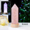 Image of Crystal Column Led Night Light USB Wood Luminous Base 7 Chakra Orgonite Gravel Resin Obelisk Light Ornament Shopping