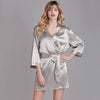 Image of Summer Champagne Chinese Bride Wedding Robe Satin Sleepwear Women Nightgown Sexy Nightdress Lady Kimono Bathrobe Gown Negligee Shopping