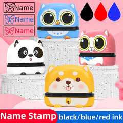 Black/Blue/Red Customized Name Stamp Paints Personal Student Child Baby Engraved Waterproof Non-fading Kindergarten Name Seal Shopping