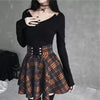 Image of Black Checkered Women's Gothic Skirt Women Pleated Plaid Skirts Spring Autumn Girl Hip Hop Female Punk Goth Mini Skirt Clubwear Shopping