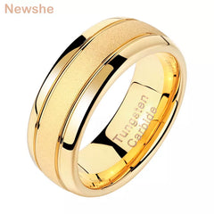 Newshe Men's Wedding Rings Golden Color 8mm Tungsten Carbide Frosted Band Charm Jewelry Size 7-13 TRX059 Shopping