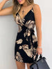 Image of Tropical Print V-Neck Wrap Casual Dress Women Sleeveless Summer Holiday Mini Dress Shopping