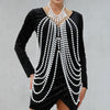 Image of Sexy Women's Pearl Body Chains Bra Shawl Fashion Adjustable Size Shoulder Necklaces Tops Chain Wedding Dress Pearls Body Jewelry Shopping