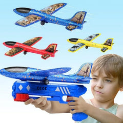 Kids Toys Catapult Plane Gun-style Launching Aircraft Gunner Throwing Aircraft Toys for Boys Birthday Christmas Gifts Shopping