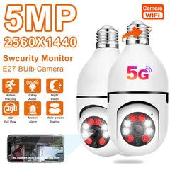 5G Wifi 5MP E27 Bulb Surveillance Camera Indoor 4X Digital Zoom AI Human Detect Full Color Night Vision Wireless Cam Smart Home Shopping