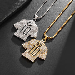 Image of Men and Women Fashion Ice Out Zircon Legend No. 10 Jersey Pendant Necklace Hip-Hop Punk Jewelry