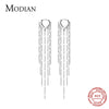 Image of Modian Real 925 Sterling Silver Long Tassel Sparkling Trendy Drop Earrings for Women Dangle Earrings Fine Jewelry Wedding Gift Shopping