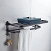 Image of Matte Black 50CM Folding Holder With Hook Towel Holder Wall Mount AluminumTowel Rack - Shopping