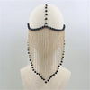 Image of Handmade Metal Long Tassel Sexy Black Gem Pendant Facial Belly Dance Mask Decoration for Women Cover Face Chain Mask Headgear Shopping