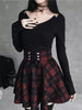 Image of Black Checkered Women's Gothic Skirt Women Pleated Plaid Skirts Spring Autumn Girl Hip Hop Female Punk Goth Mini Skirt Clubwear Shopping