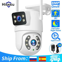 Hiseeu 4K 8MP Wifi Surveillance Camera Dual Lens 4X Digital Zoom AI Human Detect ONVIF Wireless Outdoor Security PTZ IP Cameras Shopping