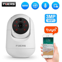 Fuers 3MP WiFi Camera Tuya Smart Home Indoor Wireless IP Surveillance Camera AI Detect Automatic Tracking Security Baby Monitor Shopping