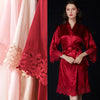 Image of Summer Lace Sleepwear Bride&Bridemaid Wedding Robe Gown Solid Embroidery Kimono Bathrobe Women Casual Home Night Dress M L Xl Shopping