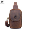 Image of BULLCAPTAIN Men's Crossbody Bags Crazy Horse Leather Chest Bag's Leather Crossbody Bages Retro Men's Zip Pocket Short Travel Bag Shopping