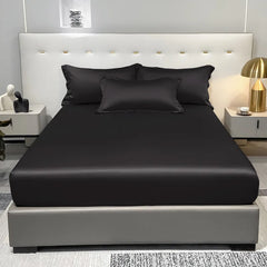 Four Seasons Men and Women Simple Fashion Black Satin Solid Color Ice Silk Bedspread Home Bedroom Hotel Shopping111