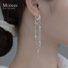 Image of Modian Real 925 Sterling Silver Long Tassel Sparkling Trendy Drop Earrings for Women Dangle Earrings Fine Jewelry Wedding Gift Shopping