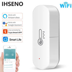 IHSENO Tuya WiFi Temperature Humidity Sensor Smart Life APP Monitor Smart Home Work With Alexa Google Home No Hub Required Shopping