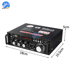 600W Bluetooth Amplifier 300W+300W 2CH HIFI Audio Stereo Power AMP USB FM Radio Car Home Theater with Remote Control