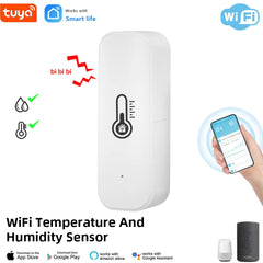 Tuya WiFi Temperature and Humidity Sensor Indoor Humidity Sensor Battery Powered APP Monitoring For Alexa Google Home Voice Shopping