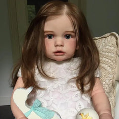 BZDOLL 60cm Realistic 3D-Paint Skin Soft Silicone Reborn Baby Doll For Girl Cloth Body Long Hair Princess Toddler Alive