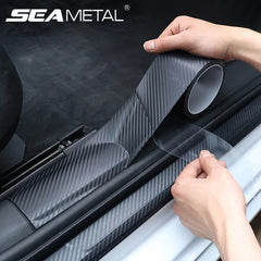 SEAMETAL 3D Carbon Fiber Sticker Car Threshold Protective Film Anti Scratch Waterproof Matte Black Nano Sticker for Car Body Shopping