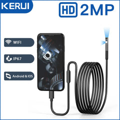 KERUI 2MP Single/Dual Lens Endoscope Camera Android Mini Inspection Camera for Iphone Waterproof Pipeline Borescope Type C IOS Shopping