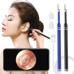 Smart Ear Cleaner Endoscope 5.5mm 3-in-1 Ear Otoscope Earwax Remover Picker with 2 Ear Scoops Support Android PC Type-C Shopping