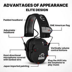 Electronic Earmuff for Walker's Razor Slim Ultra Low Profile Compact Design Adjustable Range Shooting Hunting Hearing Protection