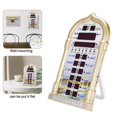 12V Azan Mosque Calendar Muslim Prayer Wall Clock Alarm Islamic Mosque Azan Calendar Ramadan Home Decor with Remote Control