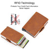 Image of Rfid Blocking Protection Men id Credit Card Holder Wallet Leather Metal Aluminum Business Bank Card Case CreditCard Cardholder Shopping