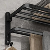 Image of Matte Black 50CM Folding Holder With Hook Towel Holder Wall Mount AluminumTowel Rack - Shopping