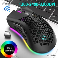 BM600 Rechargeable Gaming Mouse USB 2.4G Wireless RGB Light Honeycomb Gaming Mouse Desktop PC Computers Notebook Laptop Mice Shopping