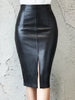 Image of Aachoae Black PU Leather Skirt Women 2022 New Midi Sexy High Waist Bodycon Split Skirt Office Pencil Skirt Knee Length Shopping