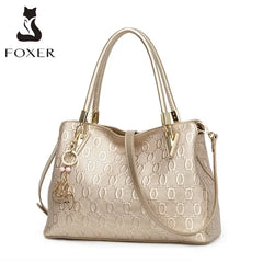 FOXER Women Crossbody Shoulder Bag Female Split Leather Handbag Fashion Lady Tote High Capacity Top Handle All-match Office Bags Shopping