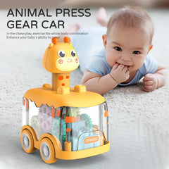 Press Gear Car Children's Toy Car Pull Back Boy Children Inertial Car Puzzle Animals Car Shopping