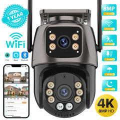 4K 8MP HD Wifi PTZ Camera Outdoor 4MP Dual Lens Dual Screen AI Auto Tracking IP Camera CCTV Audio Video Surveillance P2P iCSee Shopping