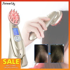 Electric Laser Hair Growth Comb Anti Hair Loss Therapy Comb Infrared RF EMS Nano LED Red Light Vibration Massage Hair Care Brush Shopping