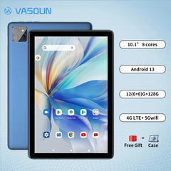 VASOUN Android 13 Tablet 10.1", 12GB(6+6 Expand) RAM, 128GB ROM, Octa Core, Dual SIM 4G Unlocked With 2.4G/5G WiFi GPS Shopping