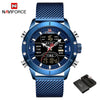 Image of NAVIFORCE Men Watch Top Luxury Brand Man Military Sport Quartz Wrist Watches Stainless Steel LED Digital Clock Relogio Masculino Shopping