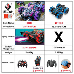 WLtoys F1 Drift RC Car With Led Lights Music 2.4G Glove Gesture Radio Remote Control Spray Stunt Car 4WD Electric Children Toys