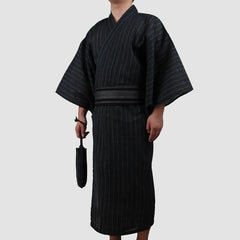 Traditional Japan Kimono Yukata Mens 95% Cotton Dressing Gown Male Lounge Robes with Belt Plus Size Summer Pajamas set A52801